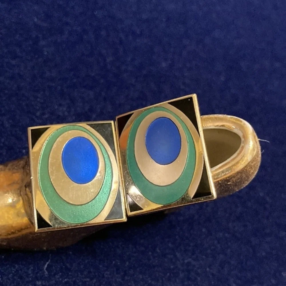 Men’s geometric circles with a circle colorful cufflinks